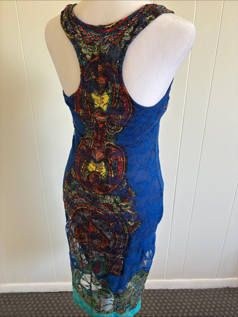 ALLOY Blue Multicolor Paisley-Print Sleeveless Midi Dress